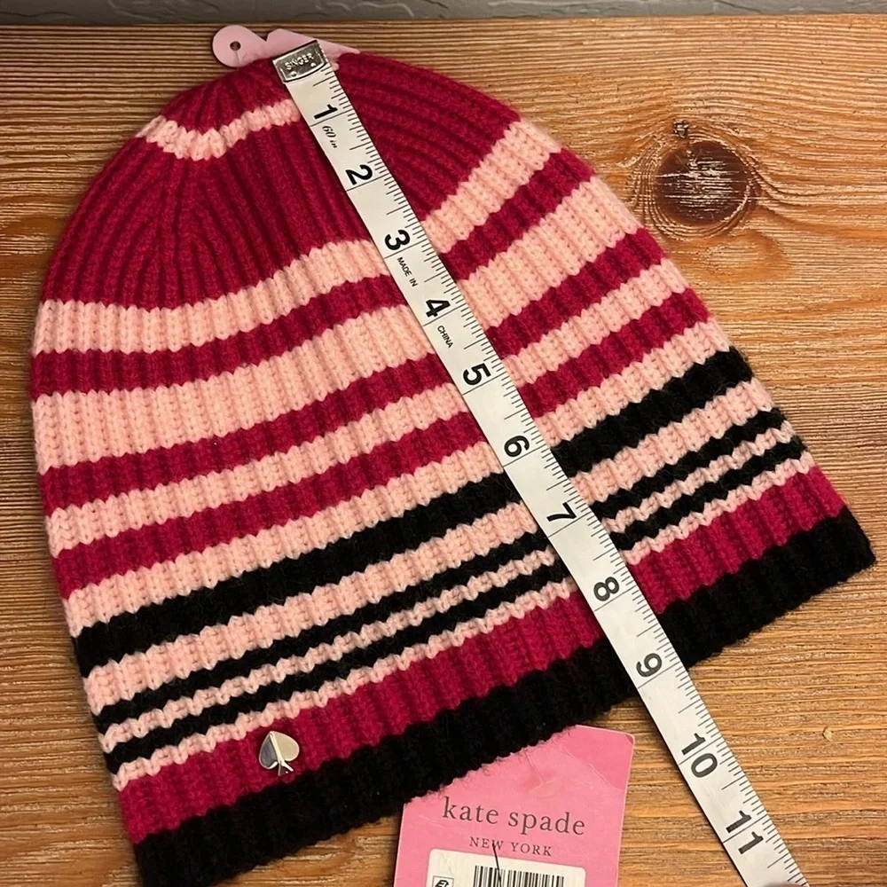 KATE SPADE NEW YORK NWT Pink Striped Beanie - OS